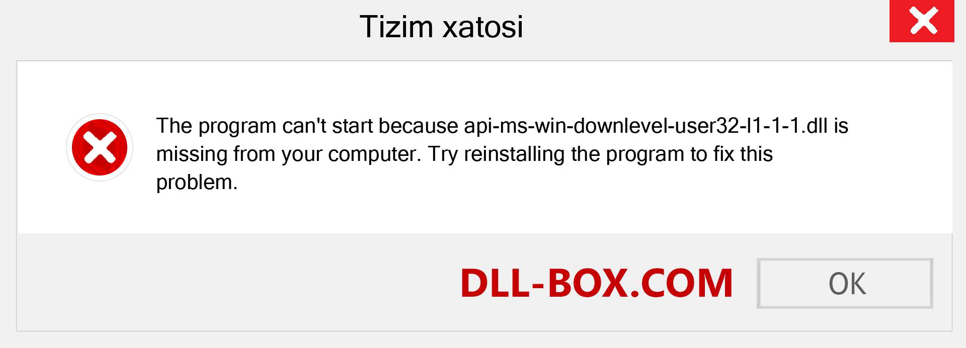 api-ms-win-downlevel-user32-l1-1-1.dll fayli yo'qolganmi?. Windows 7, 8, 10 uchun yuklab olish - Windowsda api-ms-win-downlevel-user32-l1-1-1 dll etishmayotgan xatoni tuzating, rasmlar, rasmlar